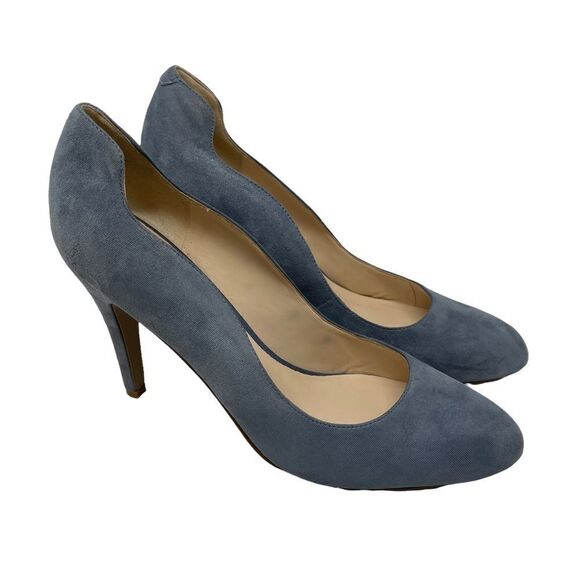 Nine West Smolder Blue Suede Pumps Shoes Women's Size 8M Round Toe - Picture 1 of 10